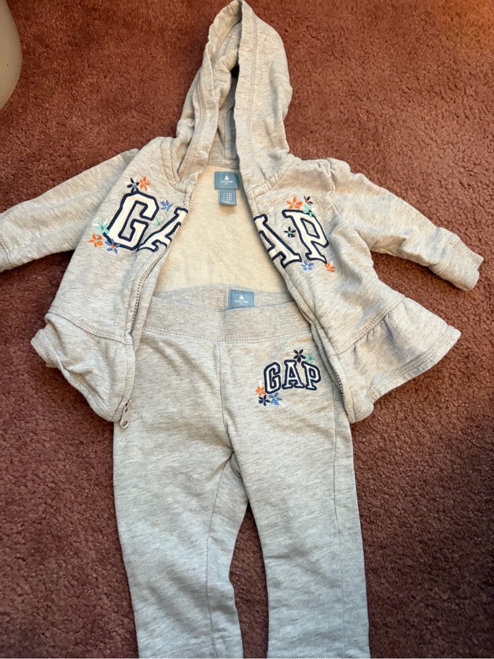 Baby GAP Girls' Gray Hooded Sweatshirt & Joggers Set